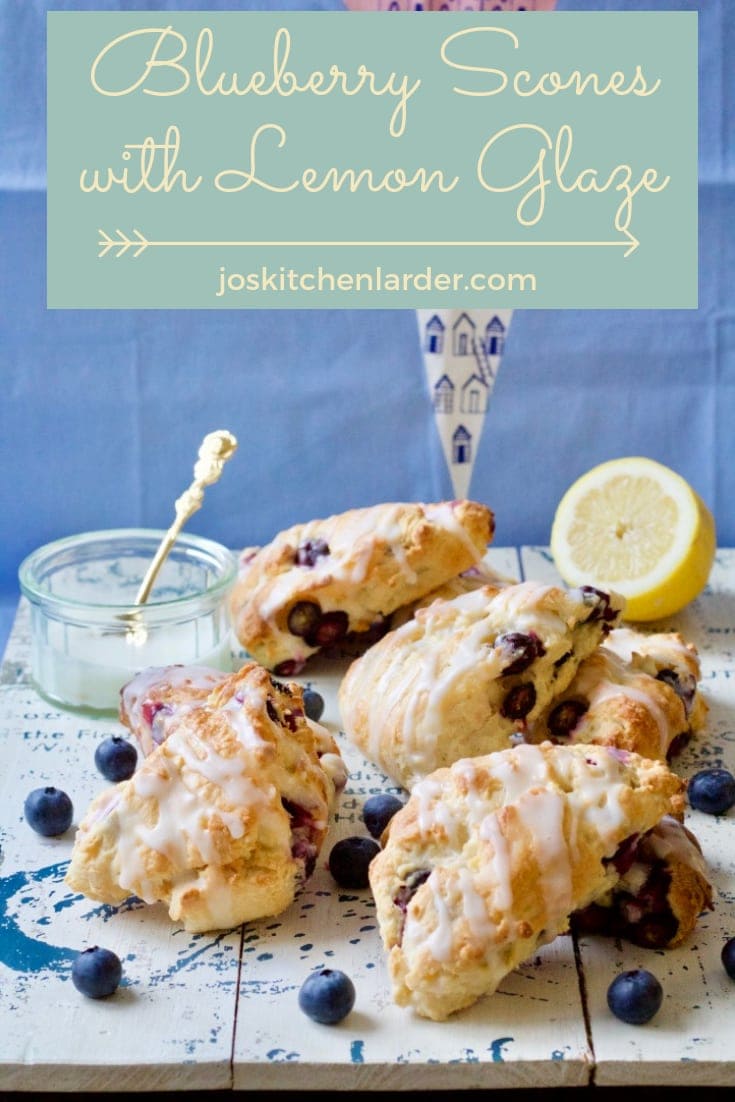 These American style Blueberry Scones with Lemon Glaze are perfect breakfast or afternoon treat combining delicate blueberry sweetness with lemony tanginess. #blueberryscones #breakfasttreat #americanstyle #lemonglaze #summerfood