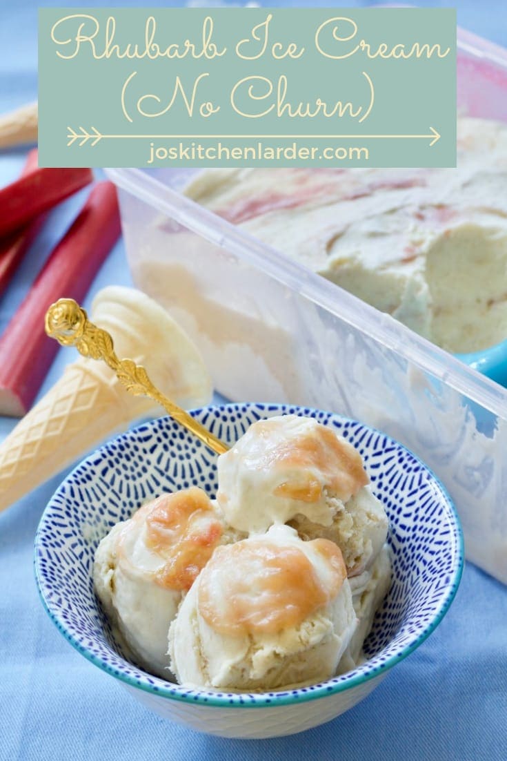 Rhubarb Ice Cream is so easy to make! Sweet & creamy with strong rhubarb flavour it\'s refreshing & delicious! Egg-free, no churn, proper easy peasy dessert! #rhubarbicecream #nochurn #eggfree #easyrecipe #easyicecream #rhubarbrecipe