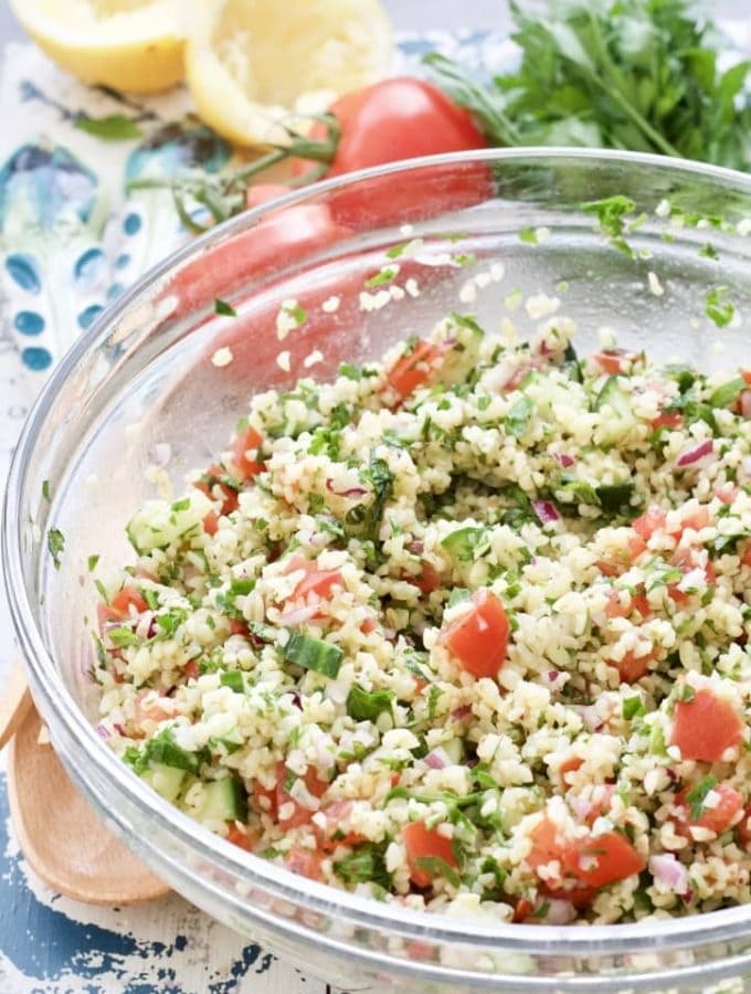 Tabbouleh salad in a bowl.